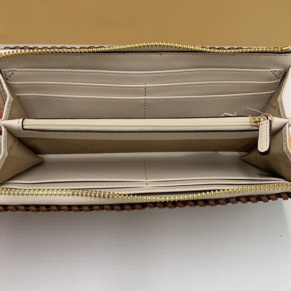 MICHAEL KORS JET SET TRAVEL LARGE THREE QUARTER ZIP WALLET LIGHT CREAM MULTI - Picture 7 of 16